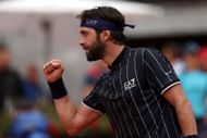 Nikoloz Basilashvili in action at the 2022 Internazionali BNL D'Italia.